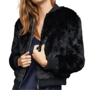 Cupcakes and Cashmere Amy Black Faux Fur Bomber Jacket
